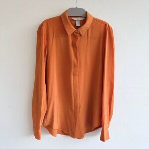 H&M Orange Button Down Long Sleeve Shirt